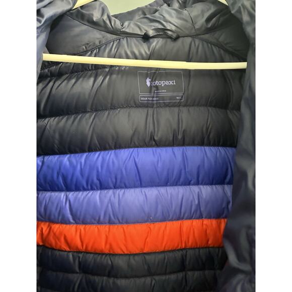 Cotopaxi Down Fuego Parka Hood Insulated Long Puffer Jacket Blue Women XL - Picture 6 of 14